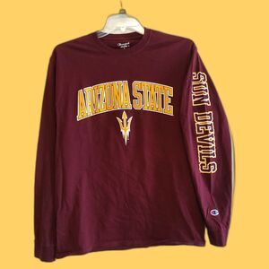 Champion Arizona State Sundevils Dbl Sided Long Sleeve T Shirt L Sleeve Spellout